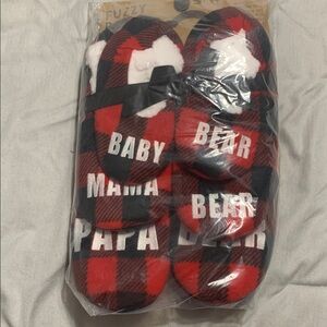 Cozy Family Plaid Slippers Set - Red and Black